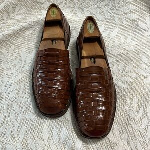 SunSteps Hand Woven Chestnut Leather Huarache Fisherman Slip On Loafers‎ 11.5